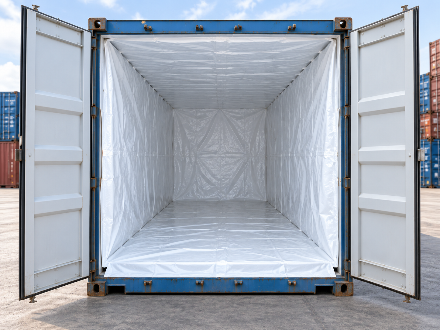 Moisture protection liner installed inside a shipping container