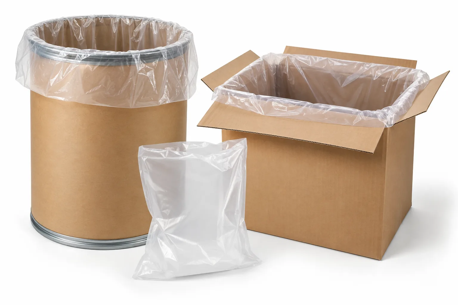 Drum and carton liner packaging illustration