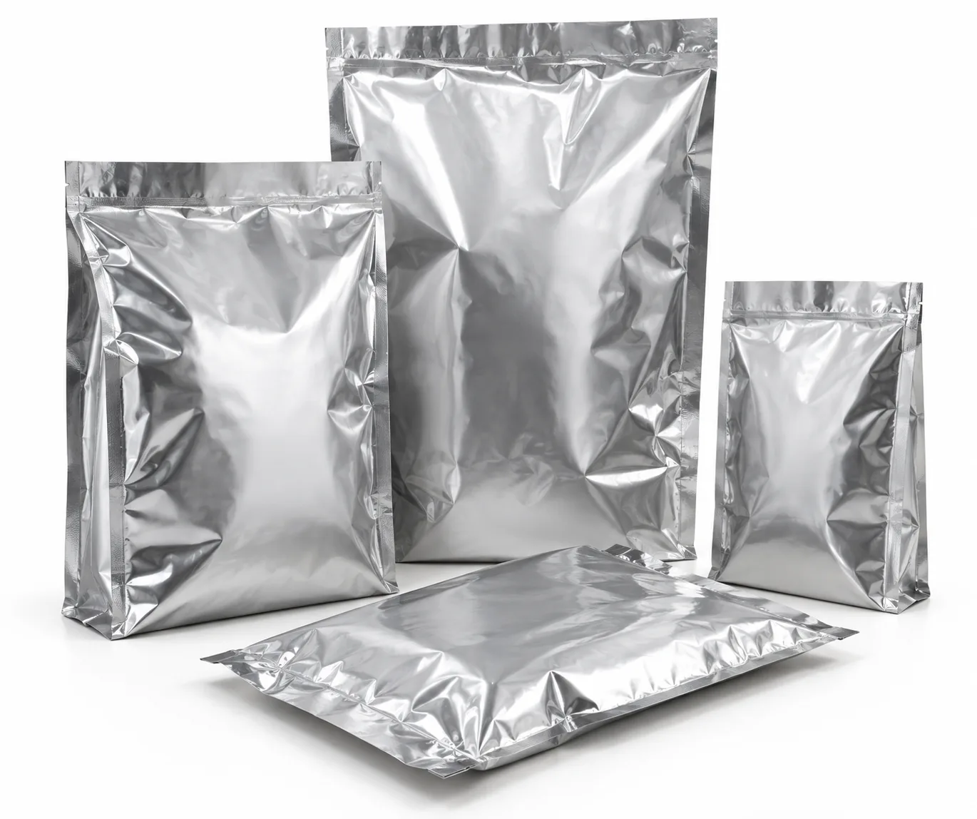 Silver moisture barrier bags illustration